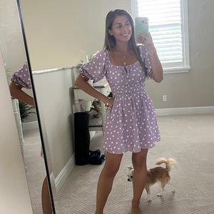 Purple Polka Dot Mini Dress